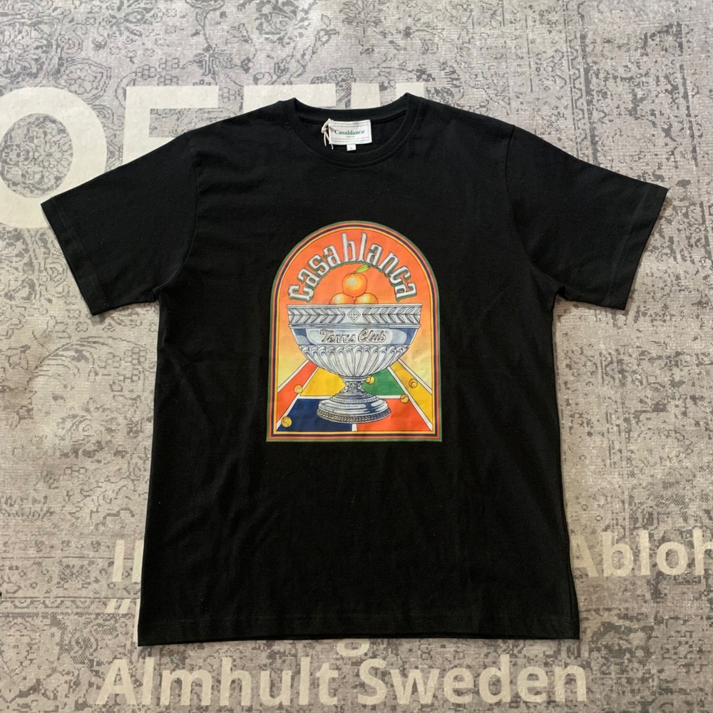 Casablanca Tennis Club T-Shirt Mens M Black NEW Organic Cotton Graphic Tee